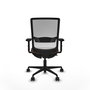 Silla de oficina Haches con mecanismo Sincro/Traslack tapizada con Tela color Marrón oscuro y malla color Blanco. Equipada con lumbar 1D, Brazos 2D y Ruedas 65mm nailon