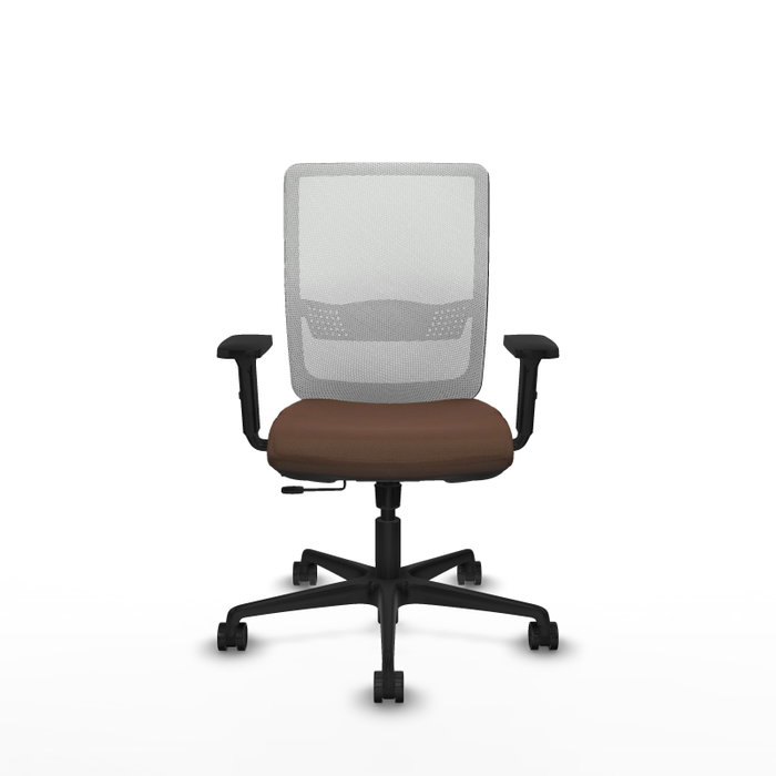 Silla de oficina Haches con mecanismo Sincro/Traslack tapizada con Tela color Marrón oscuro y malla color Blanco. Equipada con lumbar 1D, Brazos 2D y Ruedas 65mm nailon Silla de oficina Haches con mecanismo Sincro/Traslack tapizada con Tela color Marrón oscuro y malla color Blanco. Equipada con lumbar 1D, Brazos 2D y Ruedas 65mm nailon