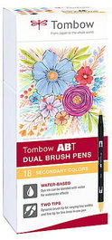 Rotulador Tombow Doble Punta Pincel Colores Secundarios Estuche De 18