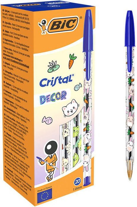 Bic Bolígrafo Cristal kawaii azul punta 1 mm