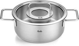Fissler Pure Profi Cacerola de Acero Inoxidable 20 cm con Tapa de Cristal, Apto para Inducción, 2.4L - 08612520000/0