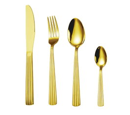 DKD Home Decor Set de Cubertería de 16 Piezas en Acero Inoxidable Dorado
