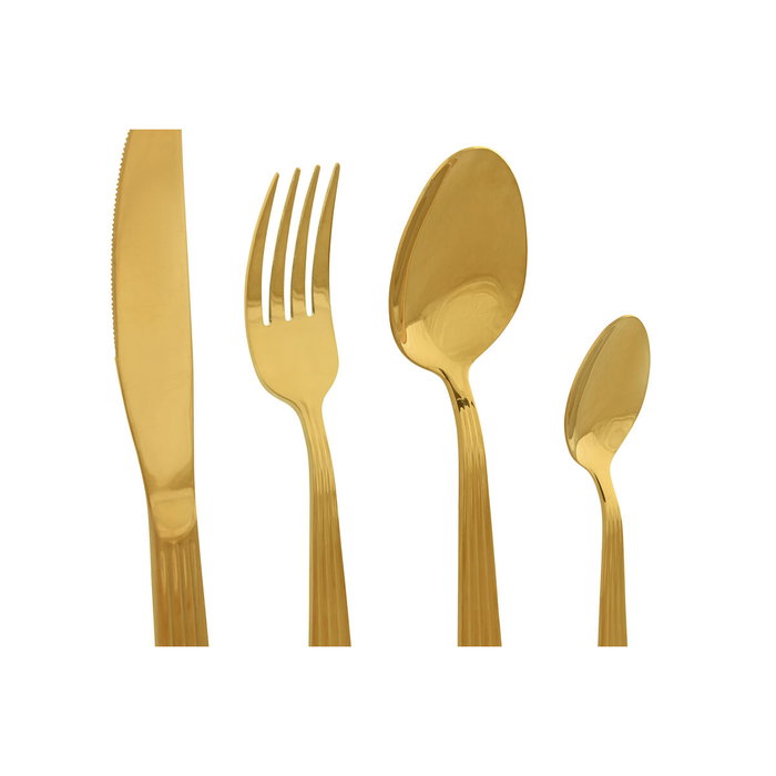 DKD Home Decor Set de Cubertería de 16 Piezas en Acero Inoxidable Dorado