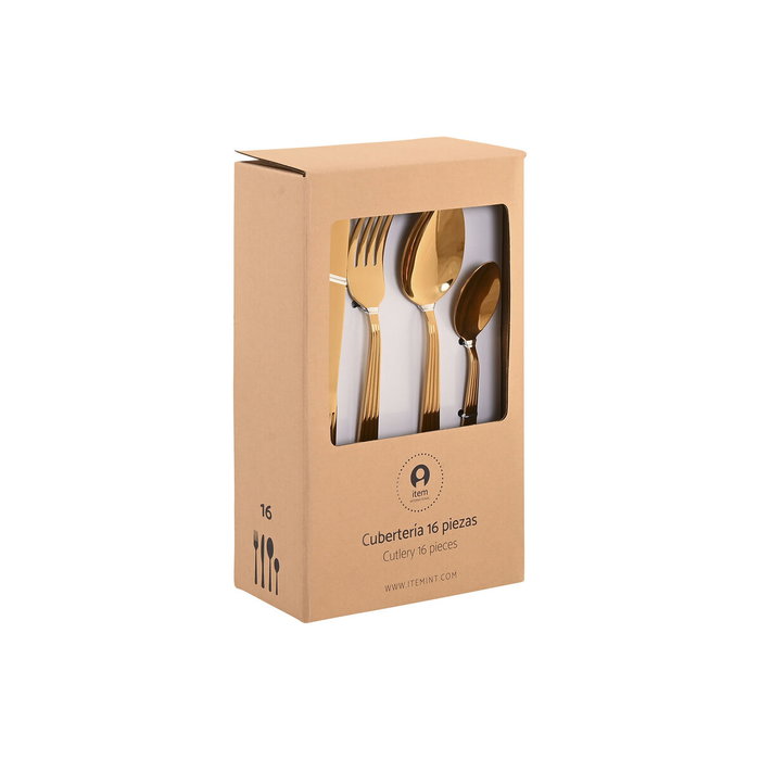 DKD Home Decor Set de Cubertería de 16 Piezas en Acero Inoxidable Dorado