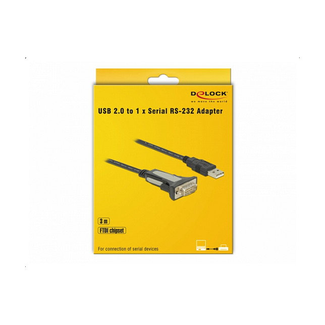 DeLOCK 65962 Adaptador USB 2.0 Tipo A a RS-232 DB9 de 3 m DeLOCK 65962 Adaptador USB 2.0 Tipo A a RS-232 DB9 de 3 m
