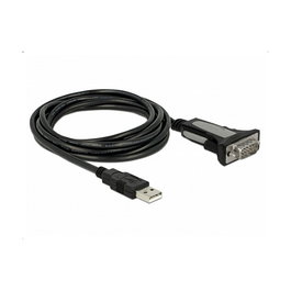 DELOCK 65962 Adaptador USB 2.0 a Serie RS-232 DB9 Macho a Macho 3m Negro