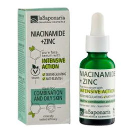 LA SAPONARIA Niacinamida + Zinc 30Ml Sérum Facial Seborregulador Antiimperfecciones Para Pieles Grasas Puntos Negros Poros Dilatados