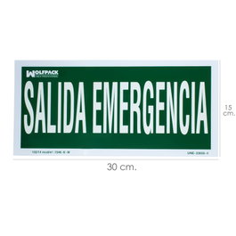 WOLFPACK LINEA PROFESIONAL Cartel Salida de Emergencia 30 x 15 cm