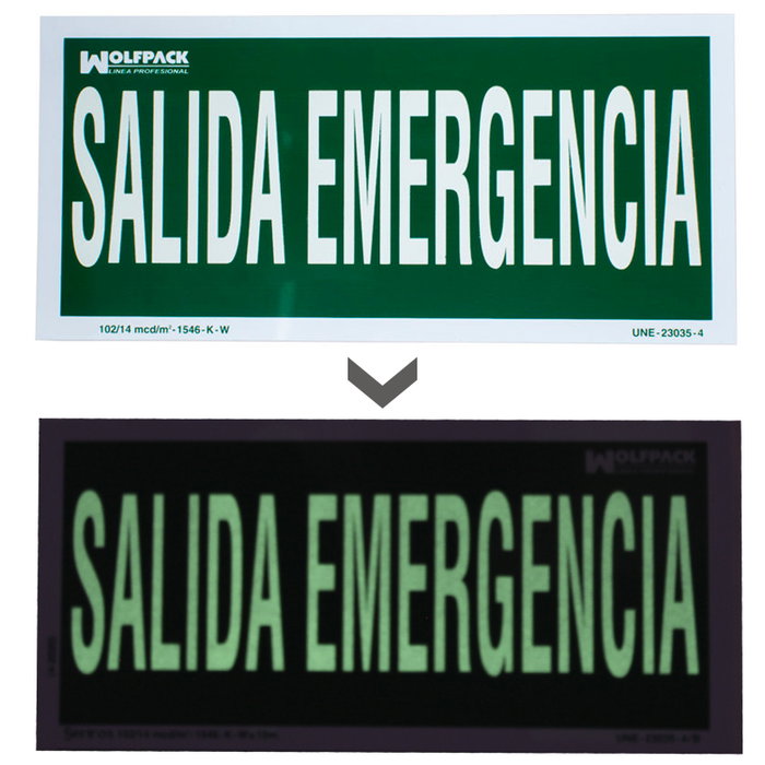 WOLFPACK LINEA PROFESIONAL Cartel Salida de Emergencia 30 x 15 cm