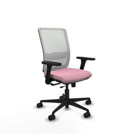 PIQUERAS Y CRESPO Silla de oficina Haches Rosa y Blanca con mecanismo Sincro/Traslack