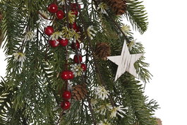 DKD Home Decor Decoración Navidad Tradicional Verde Rojo PVC Madera Piñas Árbol Acebo 18 x 62 x 38 cm (2 Unidades)