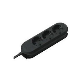 Bachmann SMART Regleta de enchufes, 3 tomas con contacto de protección, cable 1.5 m, color negro