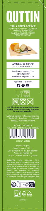 Quttin Tabla Cortar y Servir Bambú 33 x 25 cm (12 Unidades) Quttin Tabla Cortar y Servir Bambú 33 x 25 cm (12 Unidades)