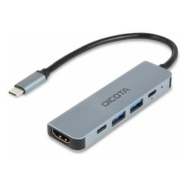 DICOTA D Dicota USB-C 5-in-1 Video Hub 4K Plata Hub 5 en 1 PD 100W D32060 D32060 100W