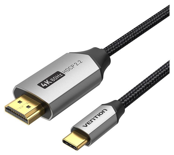 Vention Cable USB-C a HDMI CRBBG 4K 1,5m Negro/Gris Vention Cable USB-C a HDMI CRBBG 4K 1,5m Negro/Gris
