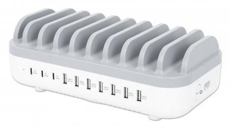 MANHATTAN Estación de carga de 10 puertos 120W Blanco/Gris MANHATTAN Estación de carga de 10 puertos 120W Blanco/Gris