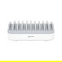 MANHATTAN Estación de Carga USB 10 Puertos 120W, 3 USB-C 18W PD + 7 USB-A 12W, Blanco/Gris, Montaje Sobremesa, Cable 1.5m, Certificaciones CE RoHS FCC