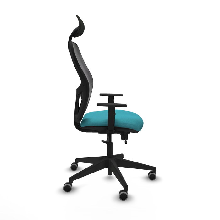 PIQUERAS Y CRESPO Silla de oficina Alocén con malla negra y acabado Bali turquesa PIQUERAS Y CRESPO Silla de oficina Alocén con malla negra y acabado Bali turquesa