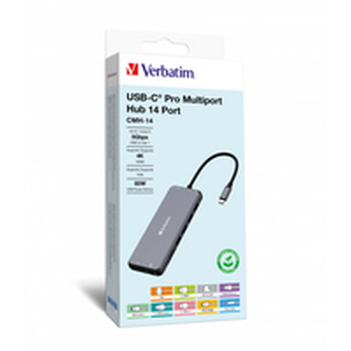 Verbatim Hub Pro USB-C Plata con 2xHDMI, VGA, RJ45 y múltiples puertos USB
