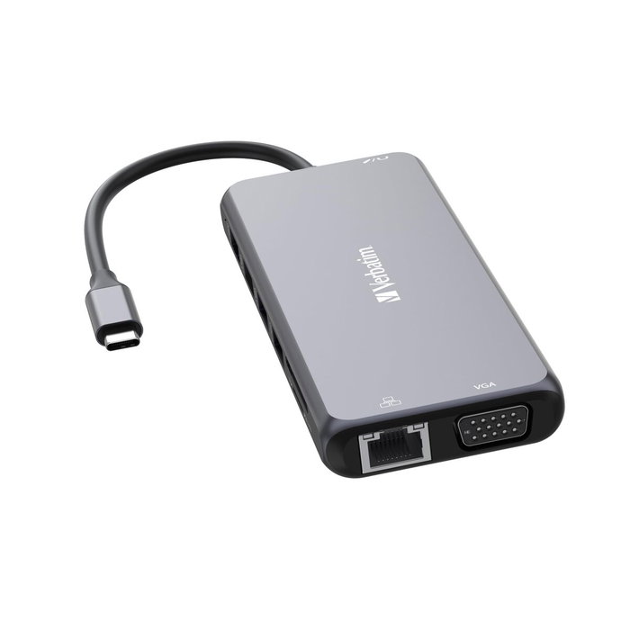 Verbatim Hub Pro USB-C Plata con 2xHDMI, VGA, RJ45 y múltiples puertos USB
