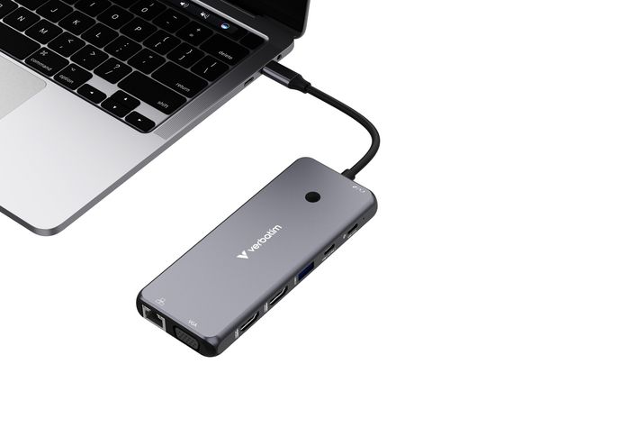 Verbatim Hub Pro USB-C Plata con 2xHDMI, VGA, RJ45 y múltiples puertos USB