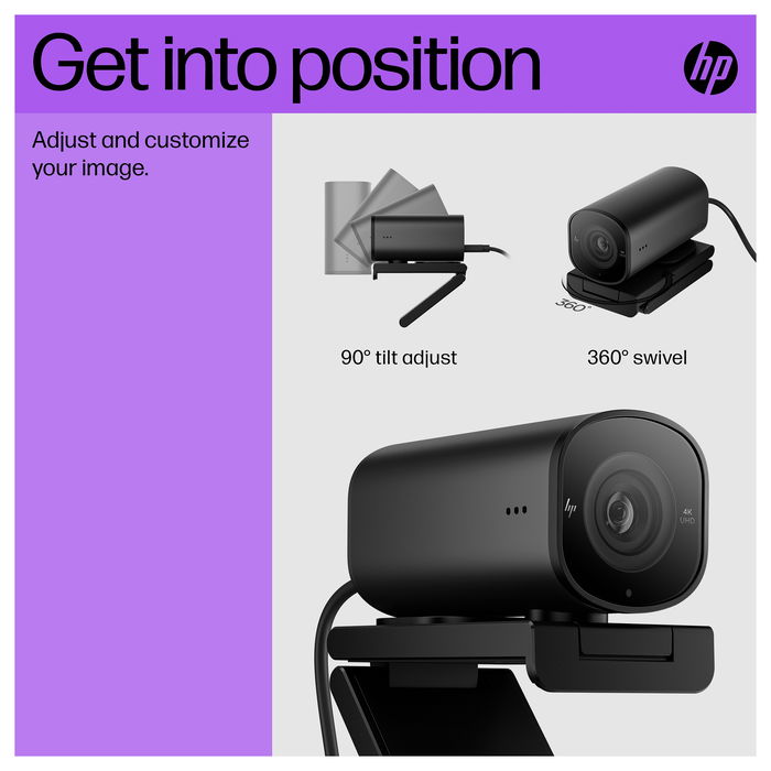 HP 965 Cámara Web Streaming 4K 8 MP, 3840 x 2160 Pixeles, USB