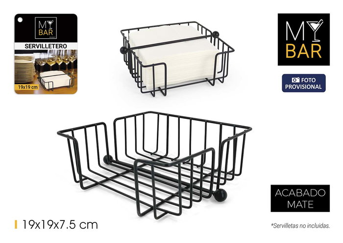 My Bar Servilletero Metal 19 cm x 19 cm x 7.5 cm (12 Unidades) My Bar Servilletero Metal 19 cm x 19 cm x 7.5 cm (12 Unidades)