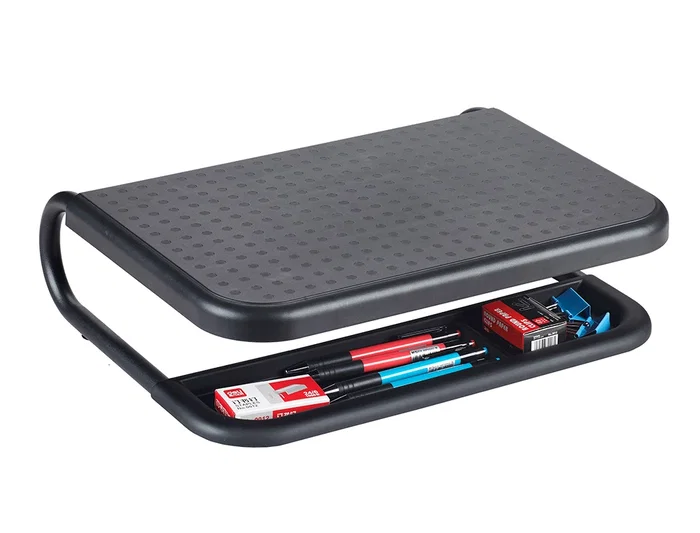 Q-connect Soporte para Portátil y Monitor con Bandeja Organizadora, Negro, 380x295x110 mm