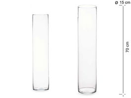 Giftdecor Jarron Cristal Cilindro Transparente 15 cm Diámetro x 70 cm Alto