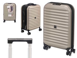 Arte Regal Maleta Rigida con Ruedas 37 Litros, Color Champagne/Negro, ABS, Dimensiones 40 x 55.5 x 16 cm, Asa Acolchada y Candado (Set de 3)