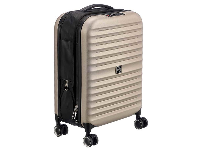Arte Regal Maleta Rigida con Ruedas 37 Litros, Color Champagne/Negro, ABS, Dimensiones 40 x 55.5 x 16 cm, Asa Acolchada y Candado (Set de 3)