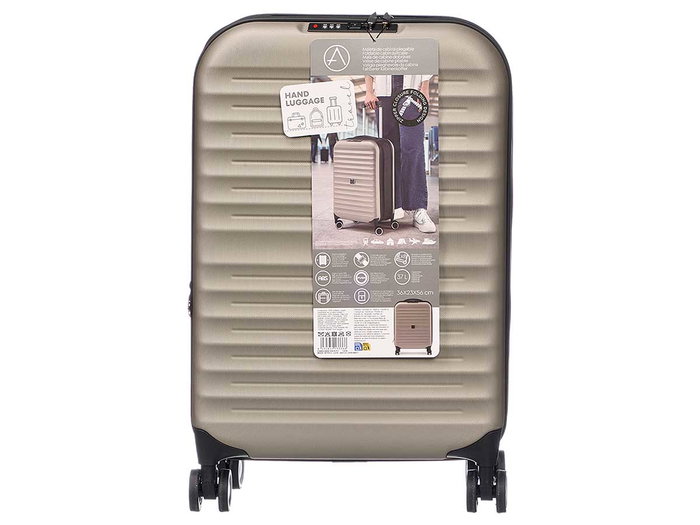 Arte Regal Maleta Rigida con Ruedas 37 Litros, Color Champagne/Negro, ABS, Dimensiones 40 x 55.5 x 16 cm, Asa Acolchada y Candado (Set de 3)