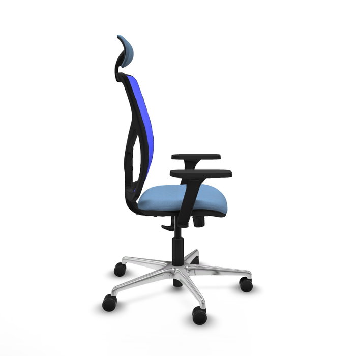 PIQUERAS Y CRESPO Silla de oficina Motilla con mecanismo Sincro, Brazos 3D y Cabecero Fijo - Azul cielo/Azul