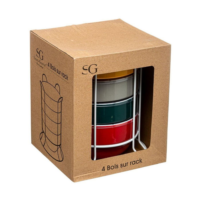 5Five Juego de 4 Tazones Petit Déjuni con Soporte, Colores Surtidos, 500 ml 5Five Juego de 4 Tazones Petit Déjuni con Soporte, Colores Surtidos, 500 ml