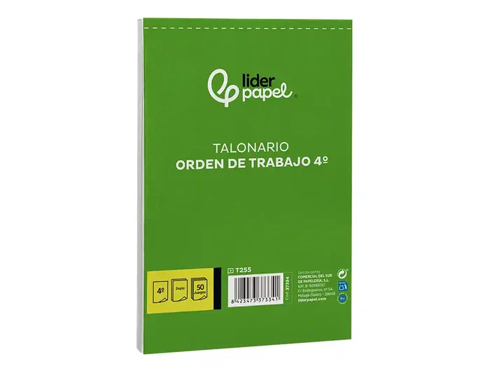 Liderpapel T255 Talonario Orden de Trabajo Cuarto Original y Copia
