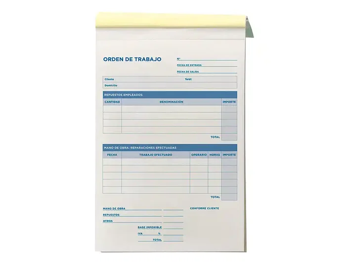 Liderpapel T255 Talonario Orden de Trabajo Cuarto Original y Copia