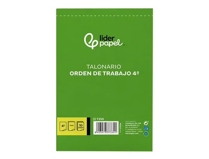 Liderpapel T255 Talonario Orden de Trabajo Cuarto Original y Copia