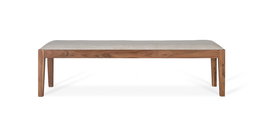 GINER Y COLOMER Banco de Madera Maciza de Acacia Revestido en Tela Beige 180 cm Natural