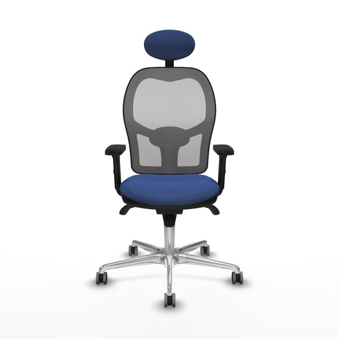 PIQUERAS Y CRESPO Silla de oficina Jorquera con mecanismo Sincro, tela azul marino y malla gris PIQUERAS Y CRESPO Silla de oficina Jorquera con mecanismo Sincro, tela azul marino y malla gris