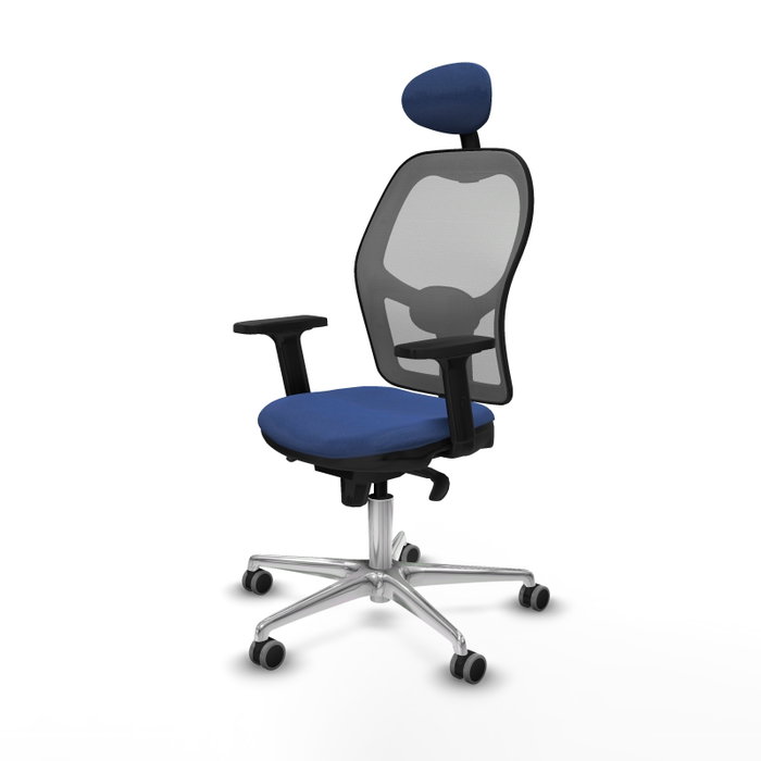 PIQUERAS Y CRESPO Silla de oficina Jorquera con mecanismo Sincro, tela azul marino y malla gris PIQUERAS Y CRESPO Silla de oficina Jorquera con mecanismo Sincro, tela azul marino y malla gris