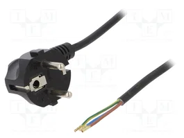 PLASTROL Cable de alimentación H03VV-F, OMY 3x0,75mm² negro 1,5m