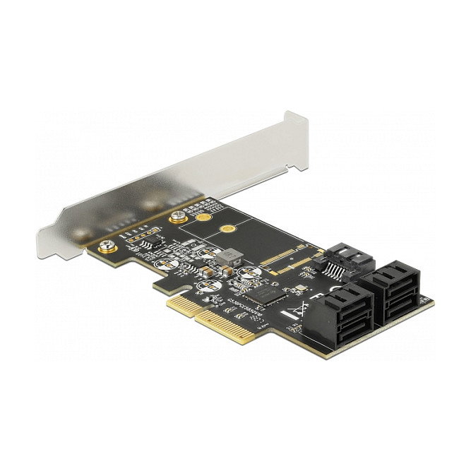 DeLOCK 90395 Controladora PCI Express x4 de 5 Puertos SATA Internos, 6 Gbit/s, Conectores SATA Incluidos, Low Profile, Color Verde
