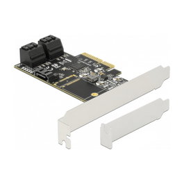 DeLOCK 90395 Controladora PCI Express x4 de 5 Puertos SATA Internos, 6 Gbit/s, Conectores SATA Incluidos, Low Profile, Color Verde