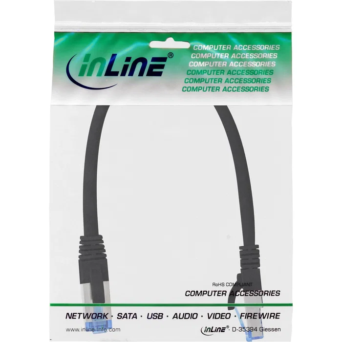 InLine 76833S Cable de Red RJ-45 0.3m Cat6a S/FTP (S-STP) Libre de Halógenos Cobre Negro para Red Ethernet