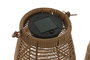 DKD Home Decor Lámpara Solar Terraza y Jardín Set de 3 (2 Unidades) Ratan Sintético Marrón LED 23 x 42 x 23 cm