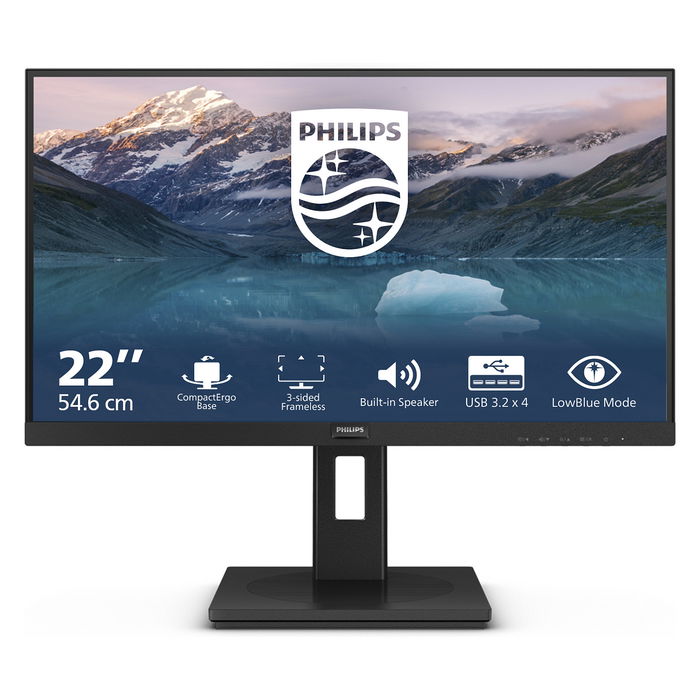 Philips 222S9JML Monitor de 21.5" Full HD VA 4ms HDMI DP USB Negro Ajuste en Altura Pivotante