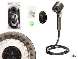 Berilo Teléfono Ducha Púas Manguera 1,5M Negro 15,5x31,5x9 cm (Set de 12)