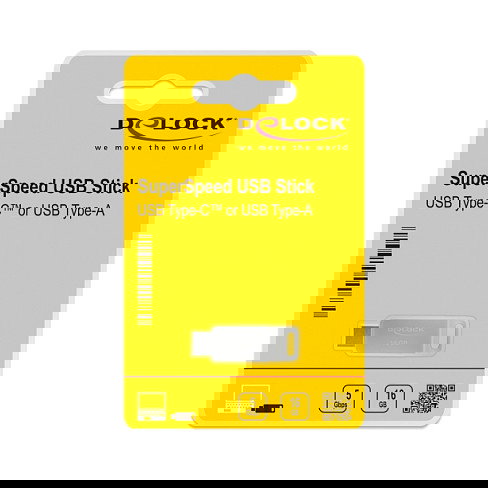 DeLOCK STICK USB 3.2 Gen 1 USB-C + Typ-A 16GB - Memoria USB, Carcasa de Metal, Plata, 117 MB/s DeLOCK STICK USB 3.2 Gen 1 USB-C + Typ-A 16GB - Memoria USB, Carcasa de Metal, Plata, 117 MB/s