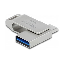DeLOCK Memoria USB 16 GB con USB-C y USB Tipo-A, Plata