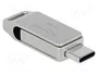 DeLOCK Memoria USB 16 GB con USB-C y USB Tipo-A, Plata